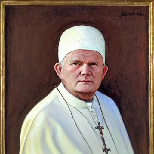 Image similar to portrait of john paul ii wearing white turban with a dome on top by claude monet