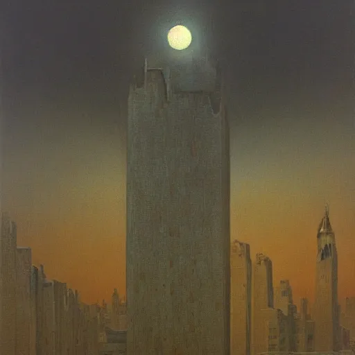 Prompt: Zdzisław Beksiński painting of The City Never Sleeps