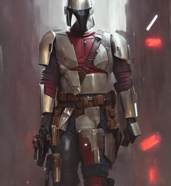 Prompt: mandalorian deadpool, futuristic, dramatic light, soft, sharp focus, concept art by greg rutkowski and ruan jia