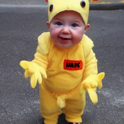 Image similar to cute baby chick dressed as an inmate