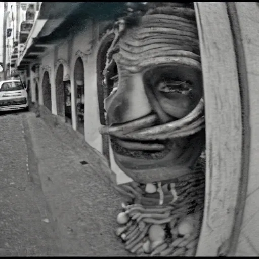 Prompt: saci from the brazilian folklore, filmed from security cameras on the street of brazil, realistic