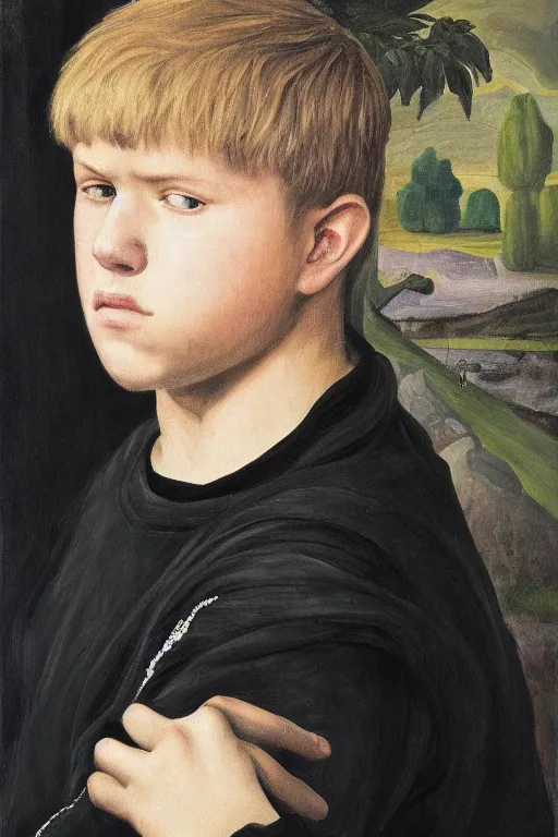 Image similar to portrait of yung lean renaissance style painting