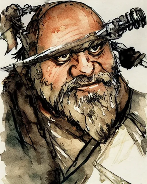 Image similar to Danny DeVito as a dwarf barbarian, drawn by Yoji Shinkawa, water color, Dungeons and Dragons, Wizards of the Coast