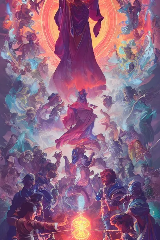 Prompt: council of ascended masters by artgerm, tooth wu, dan mumford, beeple, wlop, rossdraws, james jean, marc simonetti, artstation giuseppe dangelico pino and michael garmash and rob rey and greg manchess and huang guangjian and makoto shinkai