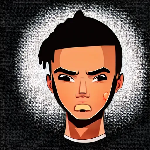 Image similar to 2 d character design, male rapper, vector art, digital art, portrait, 4 k, 8 k, sharp focus, smooth, illustration, concept art, music artist