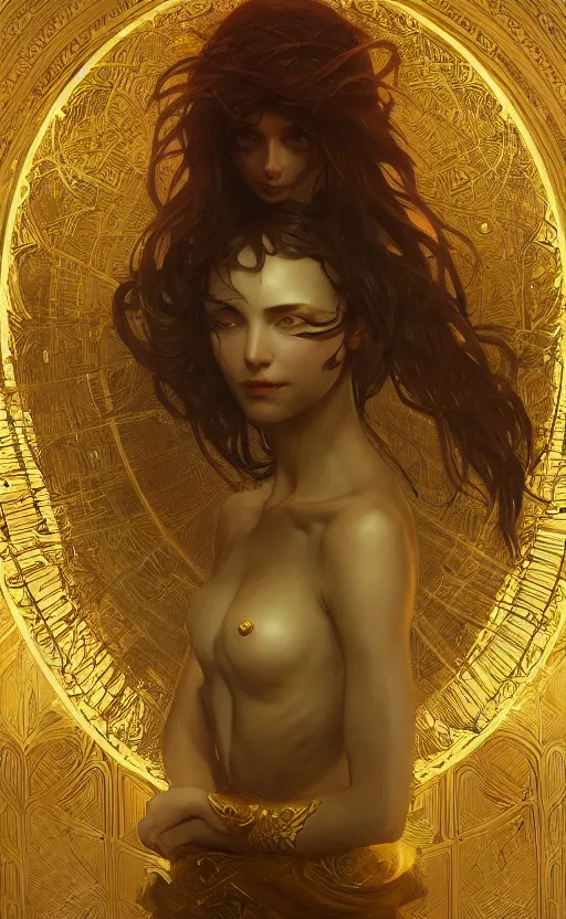 Prompt: loneliness, masterpiece close to a candle in dark room, cinematic, powerful, moon beams dramatic light, highly, intricate gold elements, hollow souls, detailed, digital painting, artstation, concept art, sharp focus, illustration, art by artgerm and greg rutkowski and alphonse mucha