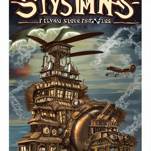 Image similar to a flying steampunk fortress, explosive storm, behrens style