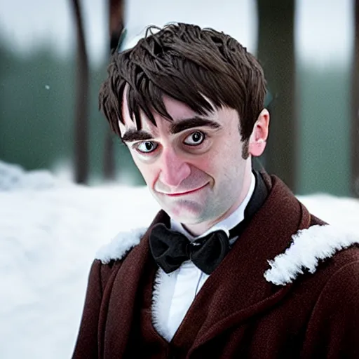 Image similar to a portrait photo of Daniel radcliff playing the role of a sad snowman