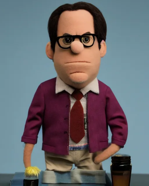 Image similar to david wallace as a muppet. highly detailed felt. hyper real photo. 4 k.