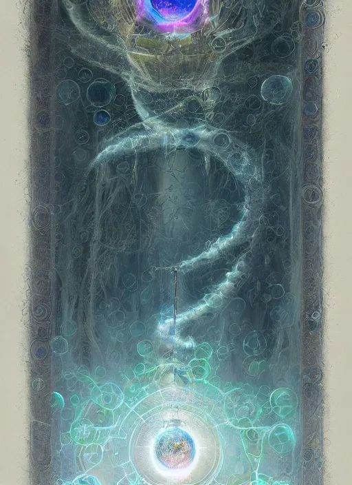Prompt: inner schema of soul is an occult graph made of iridescent bubbles, trending on ArtStationHQ, hyperdetailed DnD painting by Dariusz Zawadski and Greg Rutkowski and James Gurney