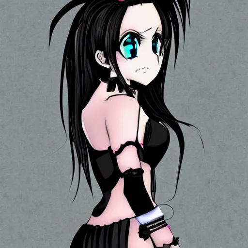 Prompt: anime style goth woman