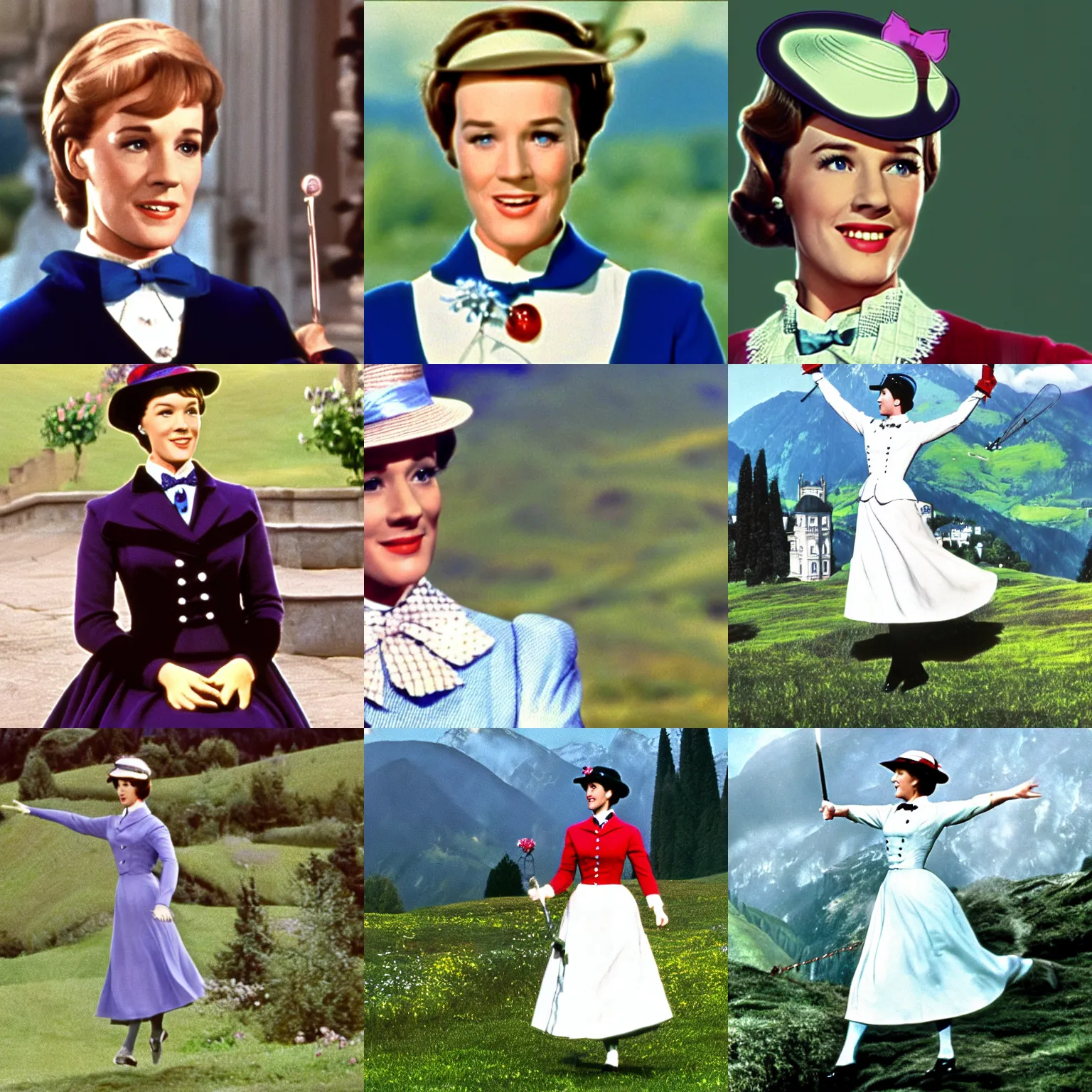 Prompt: film still of julie andrews as mary poppins in the sound of music ( 1 9 6 5 )