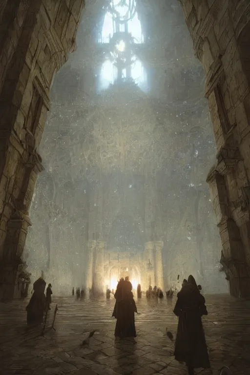 Image similar to inside king arthur castle, intricate, elegant, volumetric lighting, digital painting, highly detailed, artstation, sharp focus, illustration, concept art, ruan jia, steve mccurry