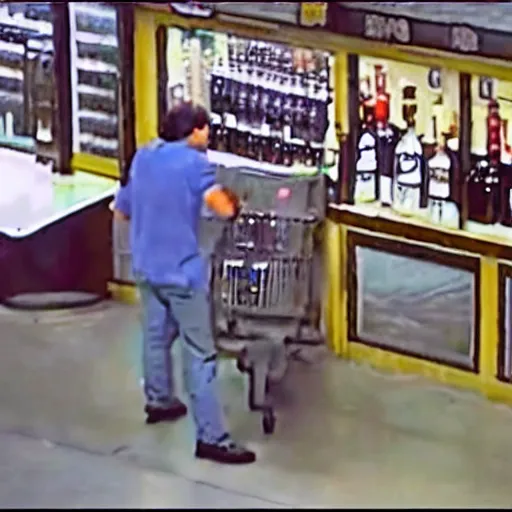 Prompt: cctv footage of jesus christ robbing a liquor store, holding a glock, caught in 4 k, realistic, news