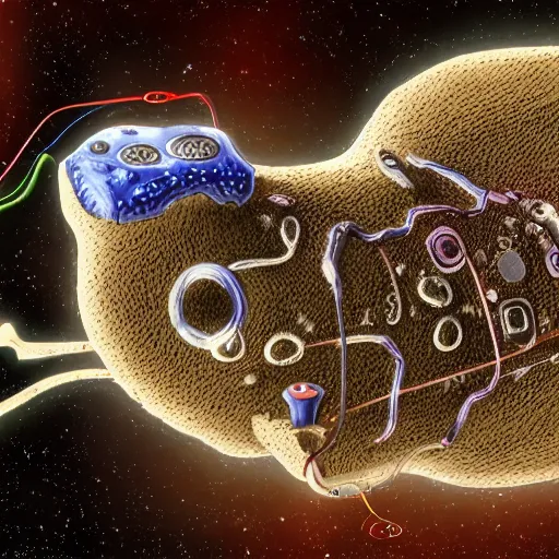 Image similar to a realistic illustration of a cyborg cell that's based on a mammal cell