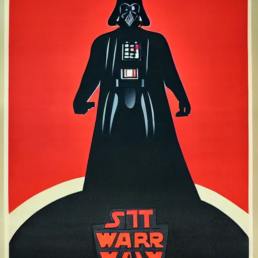 Image similar to Soviet propaganda poster, Darth Vader in a factory