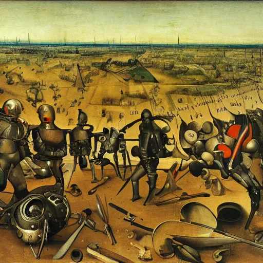 Prompt: cyborgs by pieter bruegel the elder