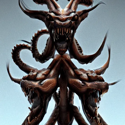 Image similar to a hydra monster with multiple heads, 3 d render octane, trending on artstation