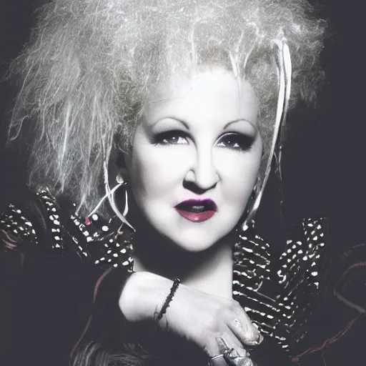 Image similar to backlit portrait of cyndi lauper, studio lighting, backlit