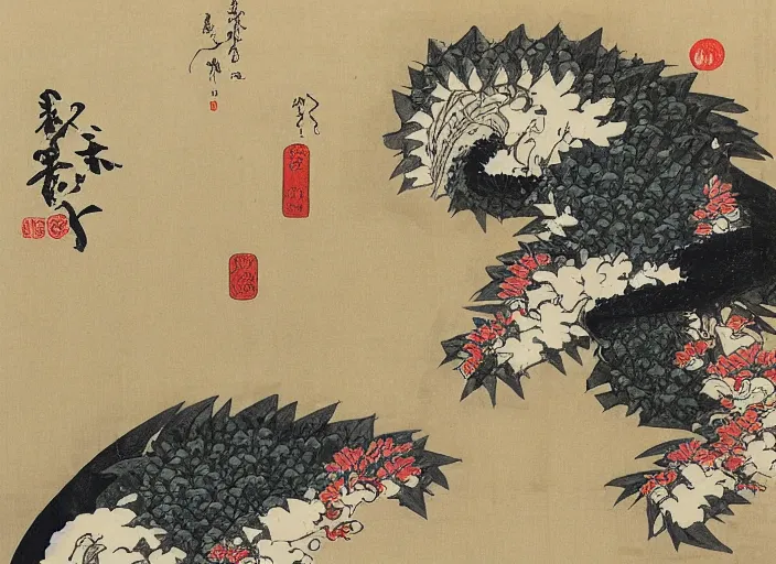 Prompt: katsushika hokusai art with birds