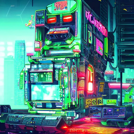 Image similar to meganoid machine, cyberpunk style, high details, digital art