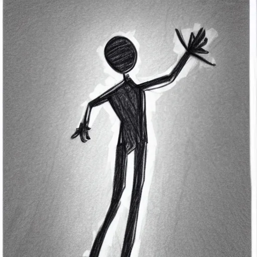 Image similar to stick figure character concept art, pencil drawing