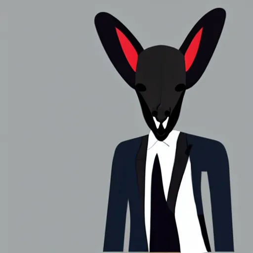 Image similar to spy kangaroo, in a strict suit, avatar image, digital art, minimalism