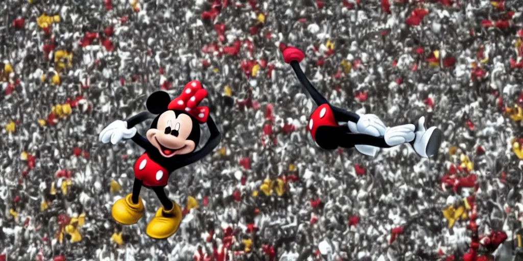 Prompt: mickey mouse jumping like jordan's jumpman