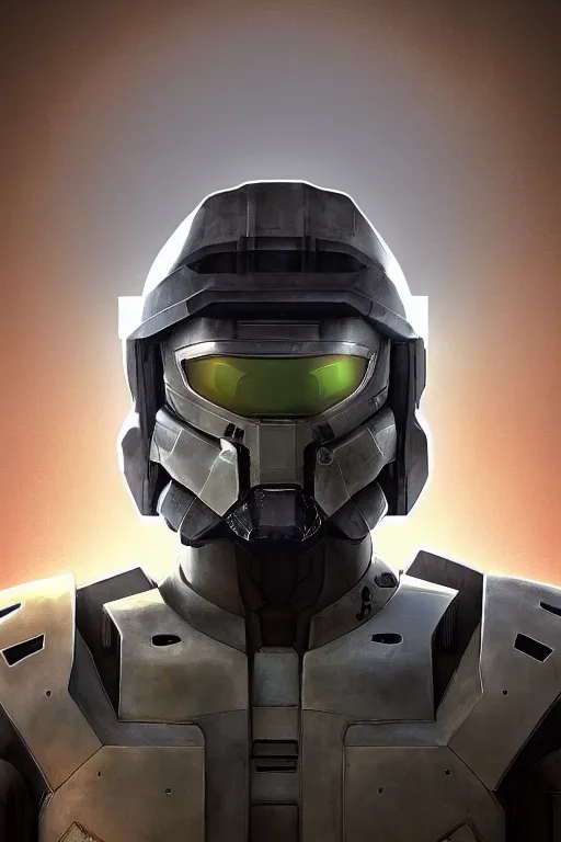 Image similar to robot ninja mask helmet halo master chief radiating a glowing aura global illumination ray tracing hdr fanart arstation by ian pesty and katarzyna da „ bek - chmiel