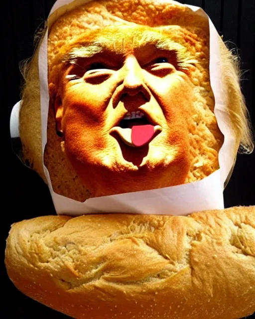 Prompt: donald trump made out of bread