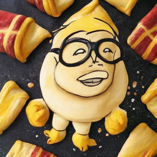 Image similar to overweight Harry Potter eating hufflepuff pastry