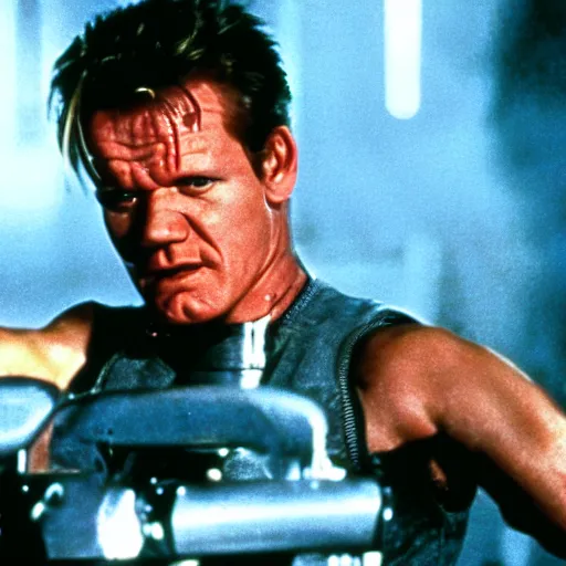 Prompt: Gordon Ramsay as the Terminator in The Terminator (1984)