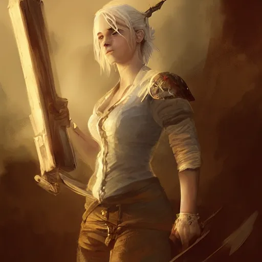 Prompt: ciri from withcer, paint by greg rutkowski