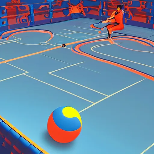 Prompt: a futuristic dodgeball arena, concept art