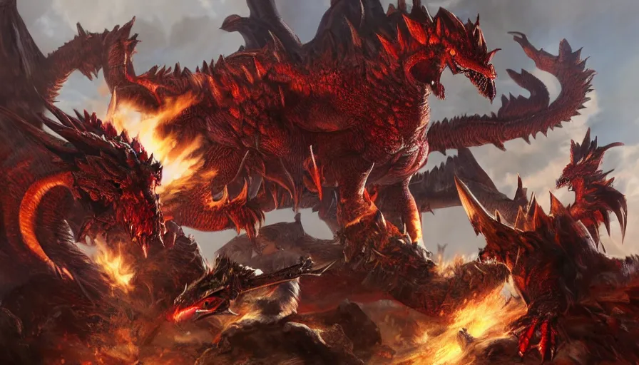 a fight between a Rathalos and Diablos, Monster, Stable Diffusion