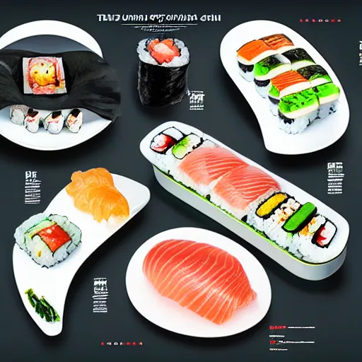 Prompt: fusion sushi menu,promotional,studio lighting,high quality