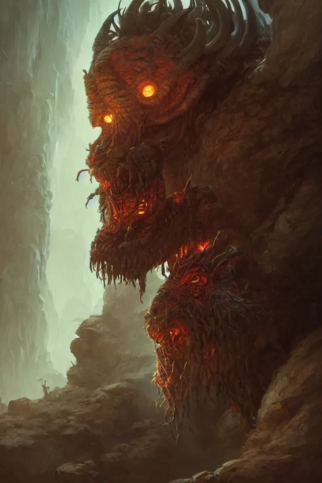 Image similar to close portrait of a blind cave troll, dungeons and dragons, savage monster, intricate, fantasy, extremely detailed, digital painting, artstation, concept art, smooth, sharp focus, illustration, ambient lighting, art by artgerm and greg rutkowski and alphonse mucha and simon stalenhag