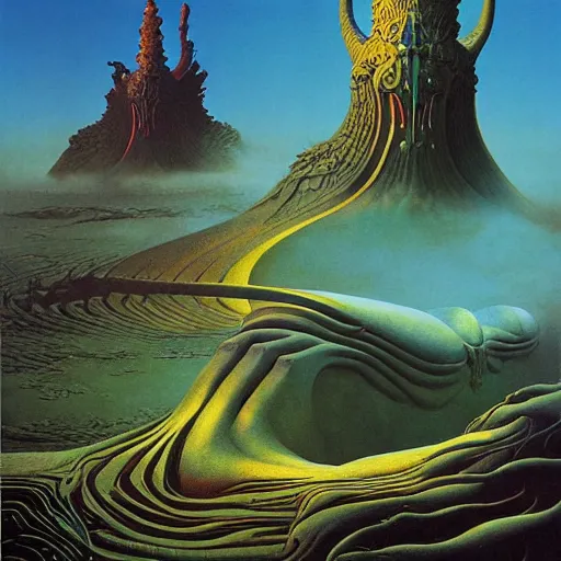 Image similar to divine chaos engine by roger dean and andrew ferez, symbolist, visionary