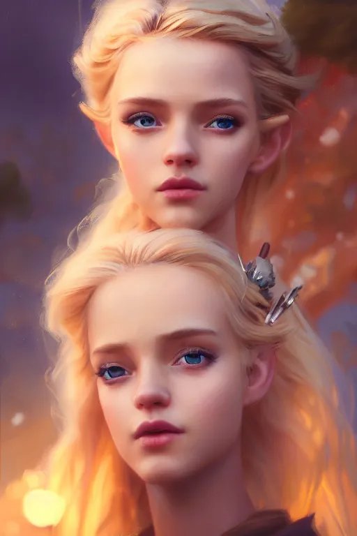 Image similar to cinematic shot of an epic portrait of a cute blonde fairy dressed in military clothes, stylised military clothes, shiny skin, beautiful eyes, beautiful, small details, night setting, realistic poster with volumetric light from jeremy lipkin and michael garmash, craig mallism, artgerm, unreal engine, radiant light, digital art, trends at art station, a masterpiece