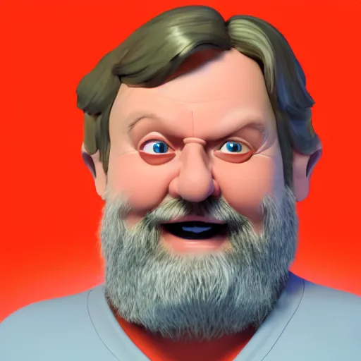 Prompt: Slavoj Zizek as a disney character, 3d render, beautiful lighting, octane render