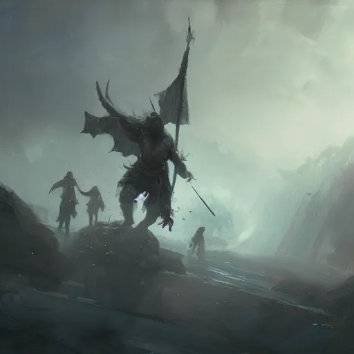 Prompt: viking fighting a giant in the style of craig mullins, ruan jia, kentaro miura, greg rutkowski, loundraw