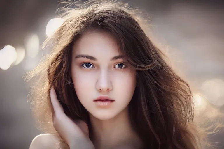 Image similar to a very beautiful girl , in full growth, photographed by Canon EOS, cinematic lighting, natural complexion, extremely high definition shot, aesthetic canon of proportions