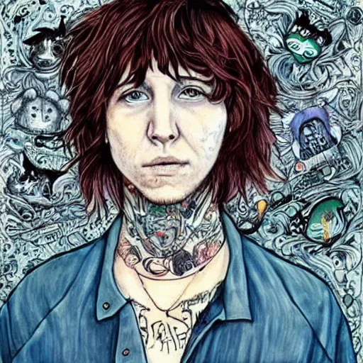 Prompt: oliver sykes in the style of chiara bautista