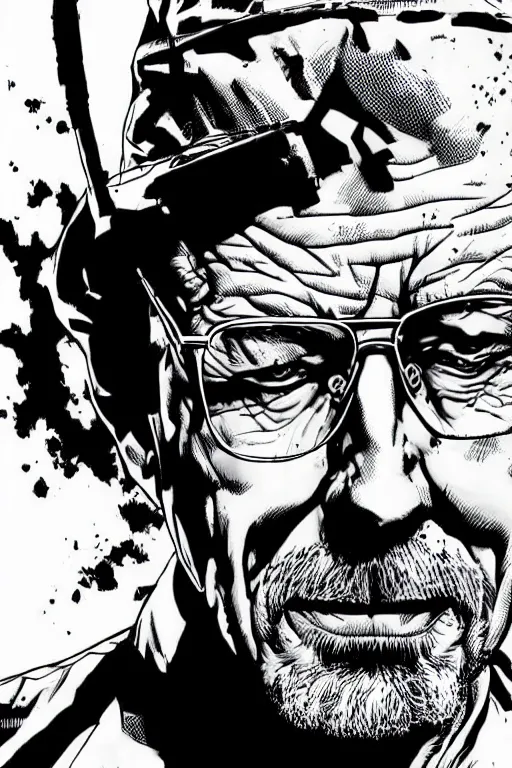 Image similar to character art by mike deodato, walter white, absolute chad