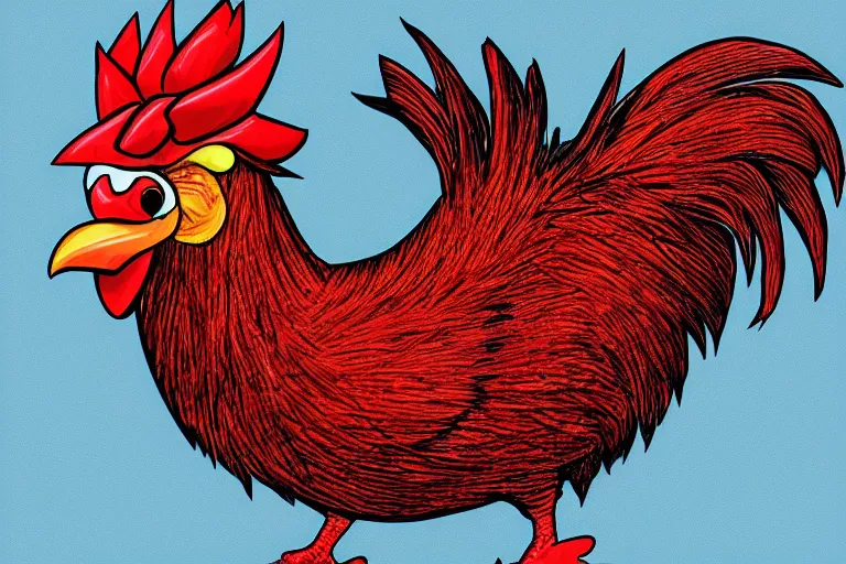 Image similar to illustration of an angry rooster, by willian santiago, intricate, detailed, sharp focus, lively colors