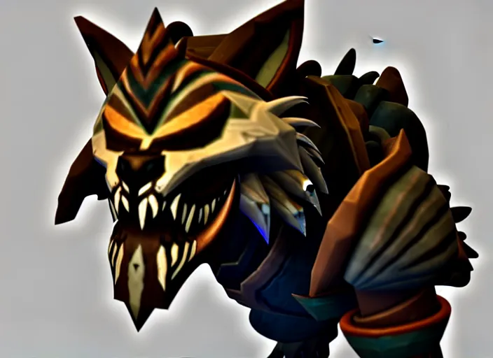 Image similar to wolf head, stylized stl, 3 d render, activision blizzard style, hearthstone style, darksiders style, dauntless style