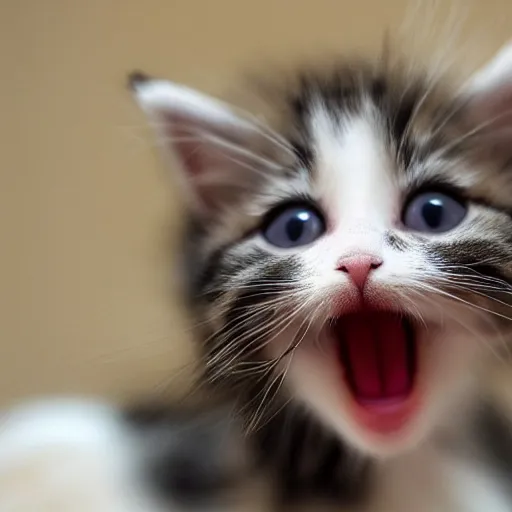 Image similar to a kitten sticking its tongue out