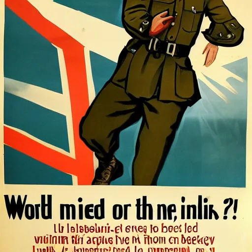 Prompt: World War 2 propaganda poster about Mr Bean
