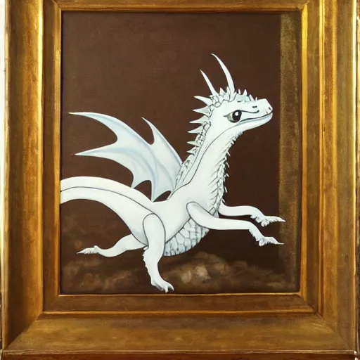 Prompt: a painting of a white eastern bubble dragon