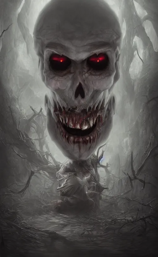 Image similar to a scary boo from mario, dark fantasy photorealistic concept art, trending on art station, stunning visuals, creative, cinematic, ultra detailed